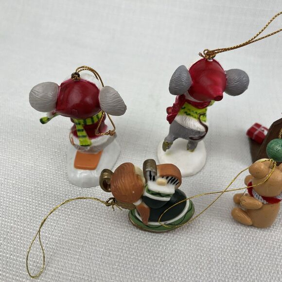 Lot Of 9 Vintage Christmas Ornaments- Bradford Mice - Bears Angels Clock Snowman - Picture 15 of 16